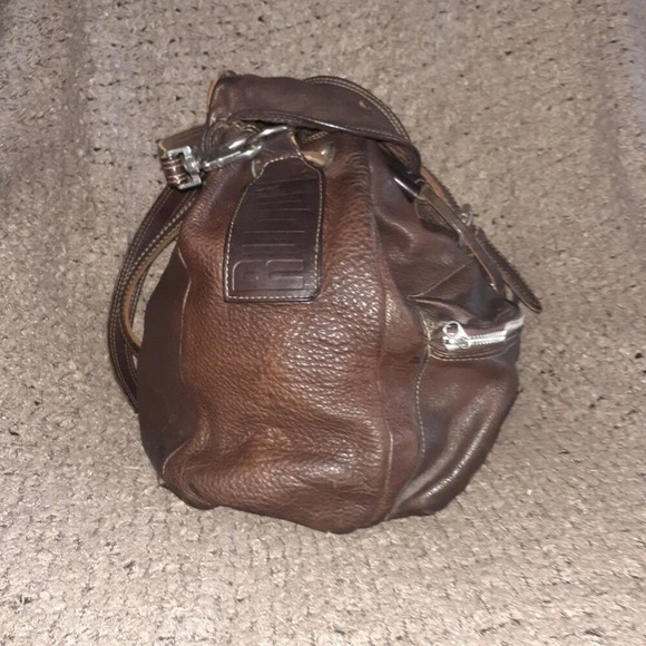 RUGBY CANADA-90\'s Heavy Brown Pebbled Leather-Backpack/Handbag-Excellent main image 12